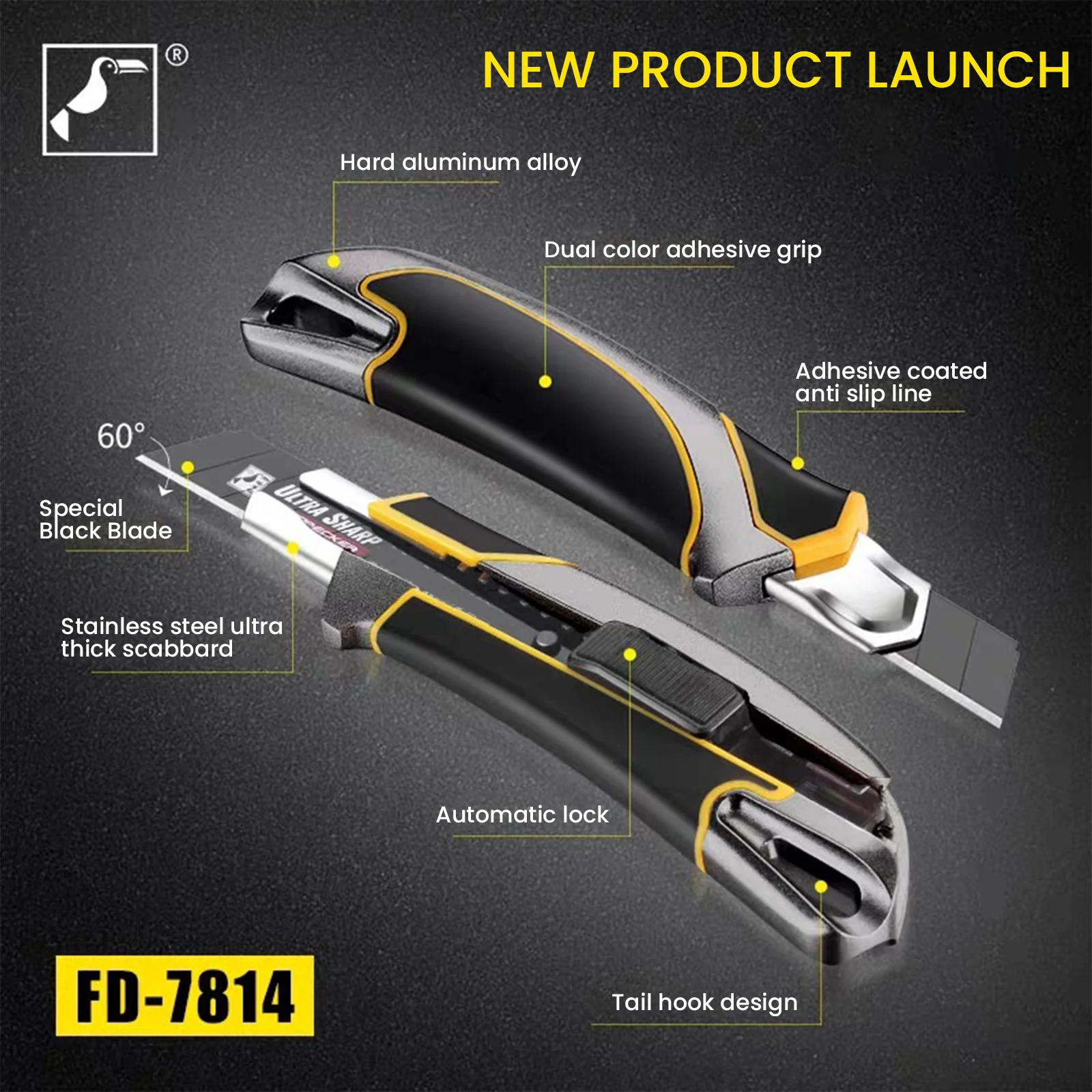 Imagem -02 - Multifunctional Retractable Sharp Utility Knife Heavy Duty Steel Break Lâmina Preta Corte de Papel Eletricista Profissional 18 mm