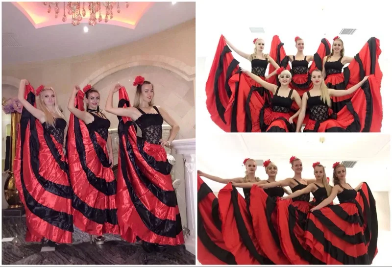 Hot Selling Skirt Opening Dance Large Swing Skirt Performance Dress Spanish Bull Dance Skirt Belly Dance Flamenco Dress