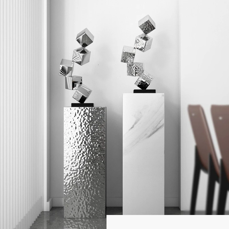 European light  geometric square laminated ornaments living room bedroom entrance study model room home decoration
