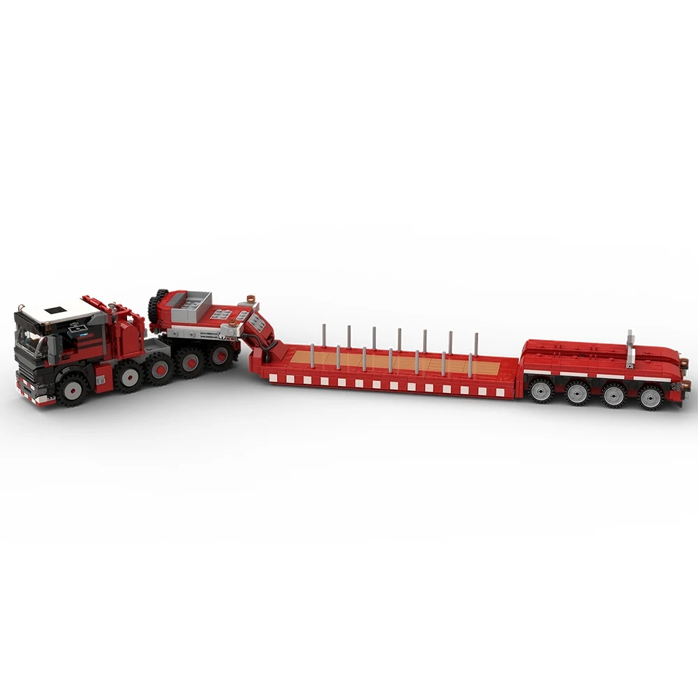 1175PCS MOC Building Blocks 10x6 Semi Tractor with 0+4 Extendable Euro Low Loader Model Urban Freight Transport Collection Gifts