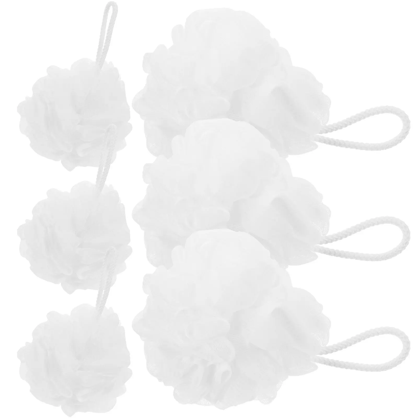 

6Pcs Bathing Balls Household Shower Sponges Strong Pe Bath Loofahs Exfoliate Skin Lanyard Design Quick Dry Daily Use Bath Tools