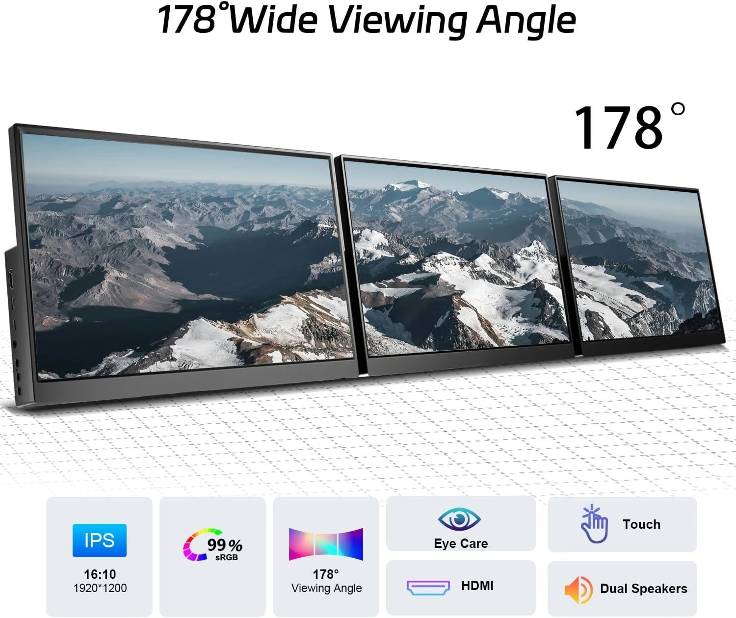 14inch Touchscreen Monitor for IPS Display Touch Screen, Built-in Speaker, HDMI USB-C Portable Monitor for Laptop Computer PS4/5