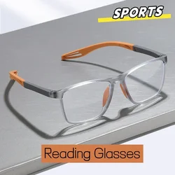 Occhiali da lettura sportivi ultraleggeri da uomo Occhiali da vista flessibili vintage da lontano Occhiali da vista per computer con lenti HD unisex anti-luce blu