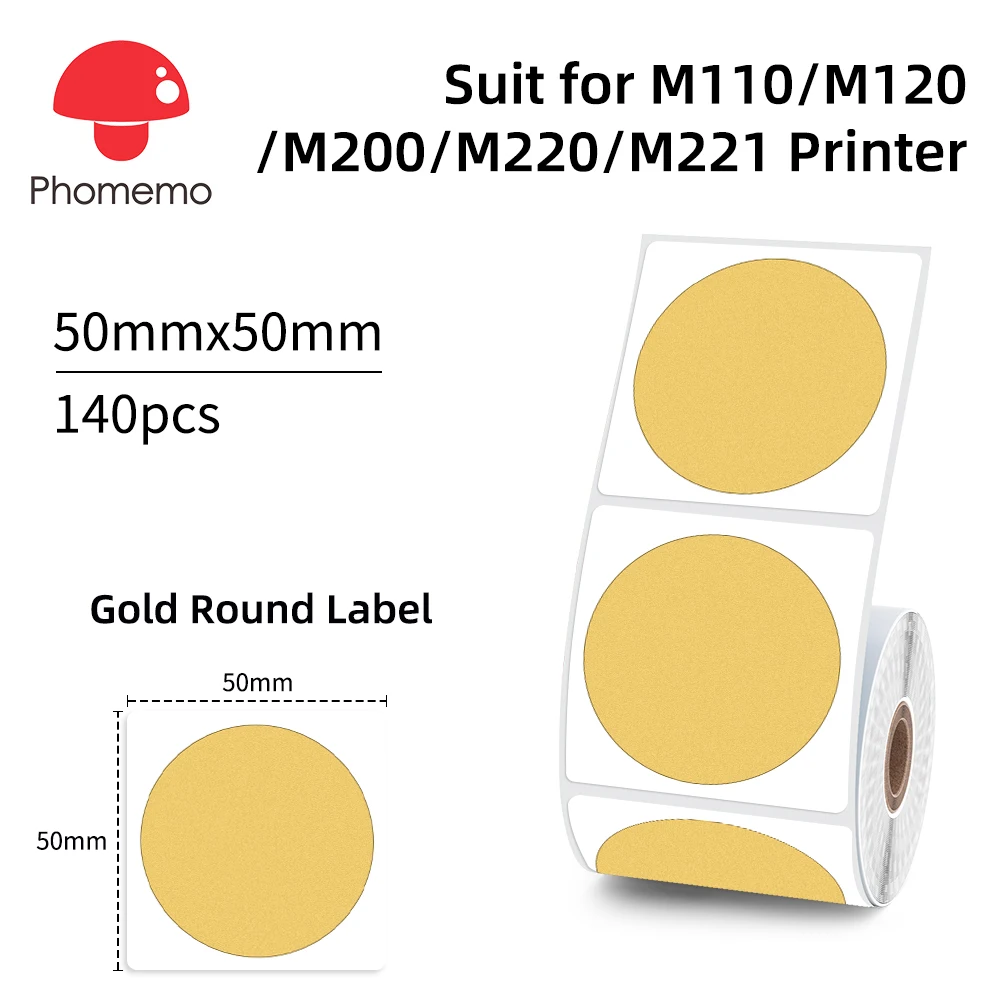 Phommeo Gold Transparent Stickers Label Printer Stickers Portable Printer Thermal Label Waterproof Stickers For M110 M220 M221