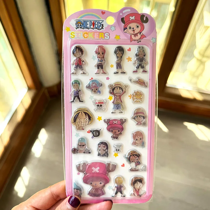 Japanese Style Cute One Piece Sticker Cartoon Monkey D Luffy 3D Relief Crystal Sticker Student Diy Phone Case Reward Toys Gift view 4