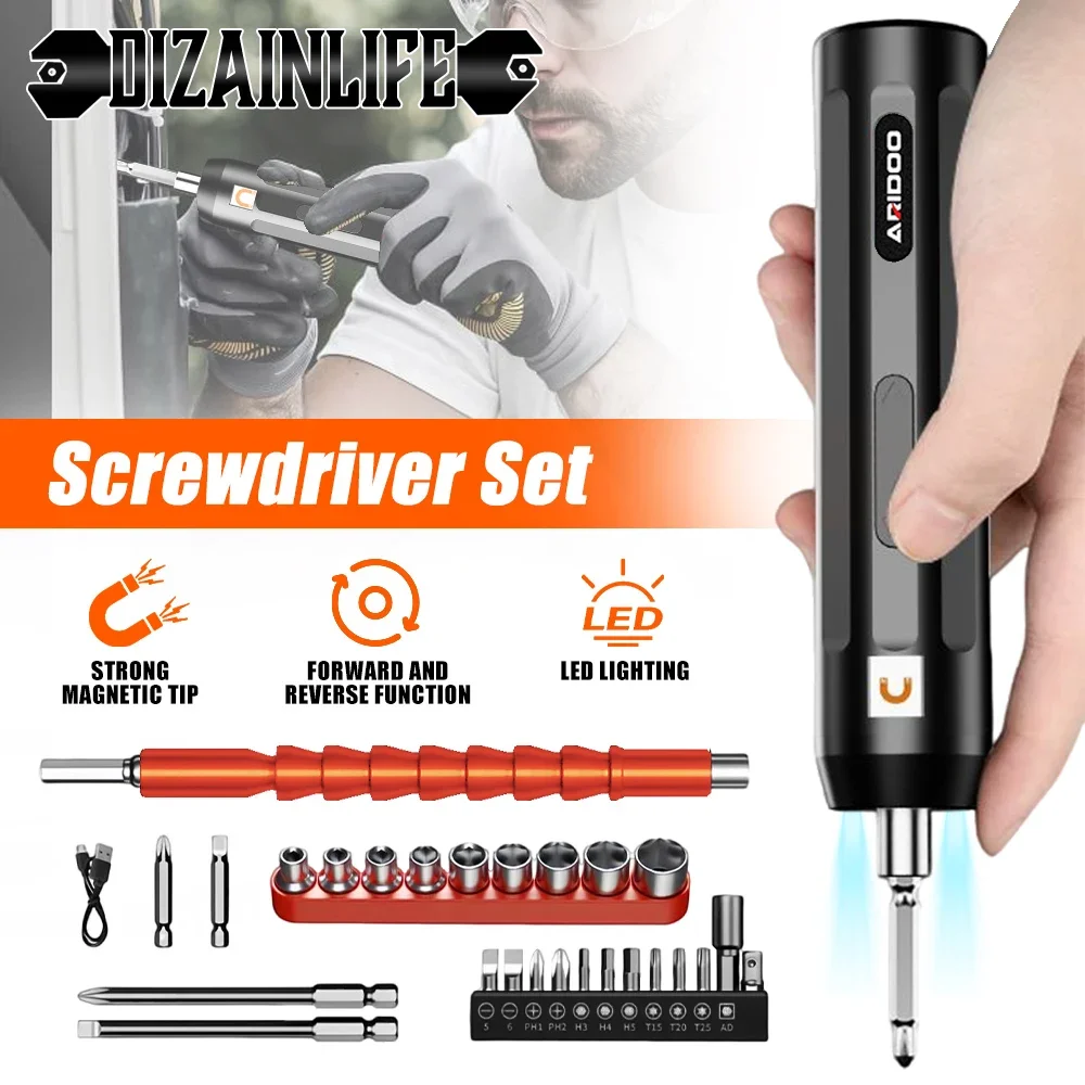 

Multifunctional Electric Screwdriver Set with Magnetic Phillips Torx Bits LED Lights Electrician Measurement Power Repair Tool