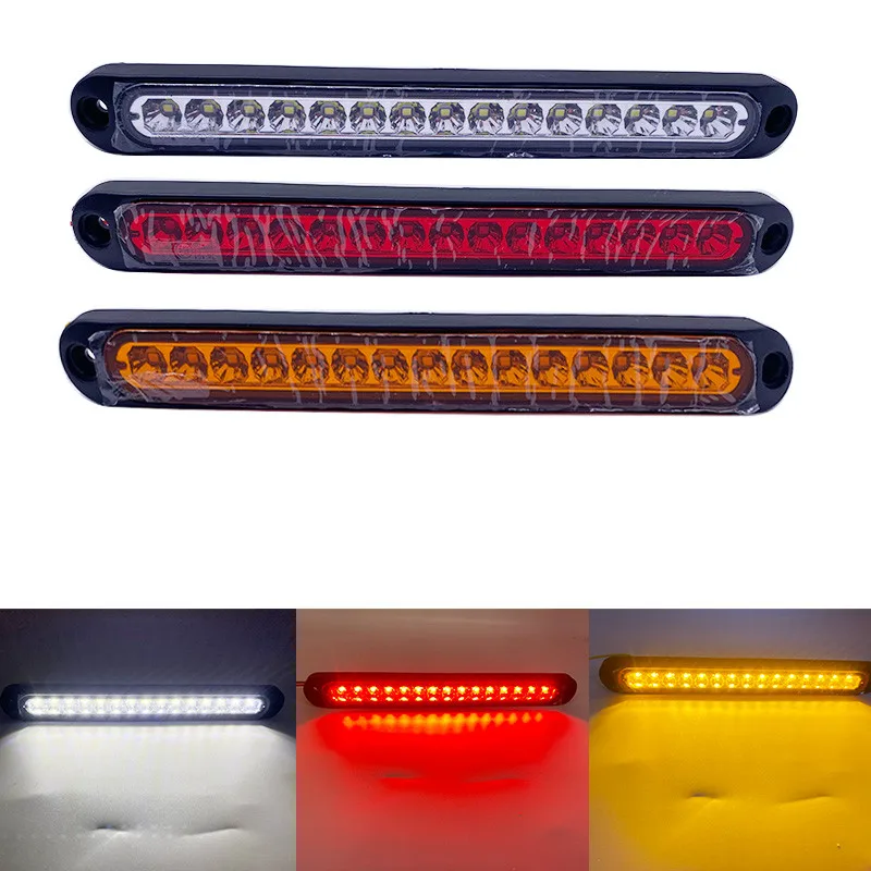 15LED Car Light Bar 12V Red Third Brake Light Rear Light Signal Side Marker Turn Signal Stop Warning Lamp High Mount Universal