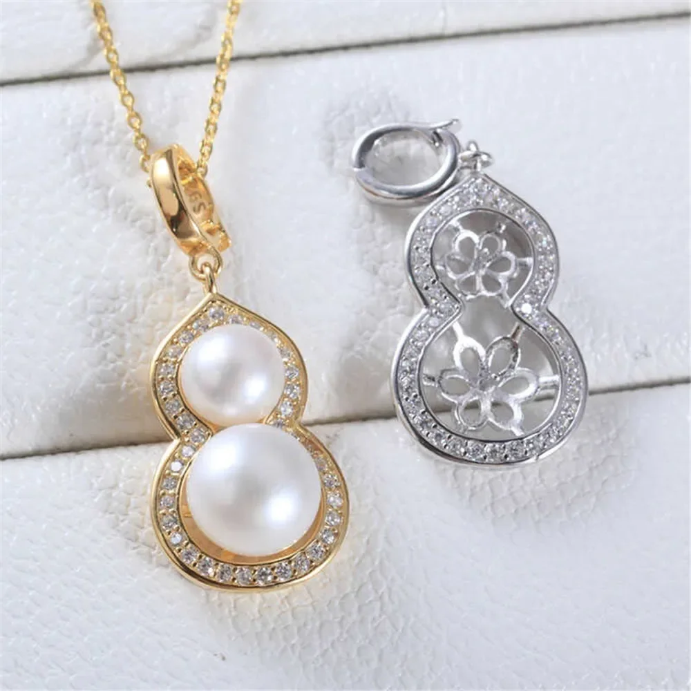 S925 Sterling Silver Pearl Pendant Setting, DIY Empty Bezel Cup Jewelry Supplies for Craft Making, Hollow Prong Pendant Findings
