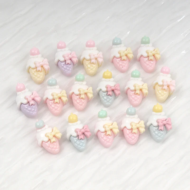 30Pcs/300pcs Mini Resin Ice Cream Bow Flat Back Scrapbooking DIY Decor Craft Decoration Children Hairpin Materials Accessories