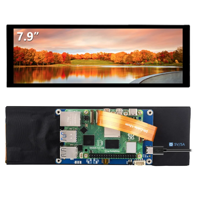 

Waveshare 7.9inch IPS Capacitive Touch LCD Display DSI Interface 400×1280 Pixel Long Strip Screen for Raspberry Pi5/CM4/CM3+/CM3