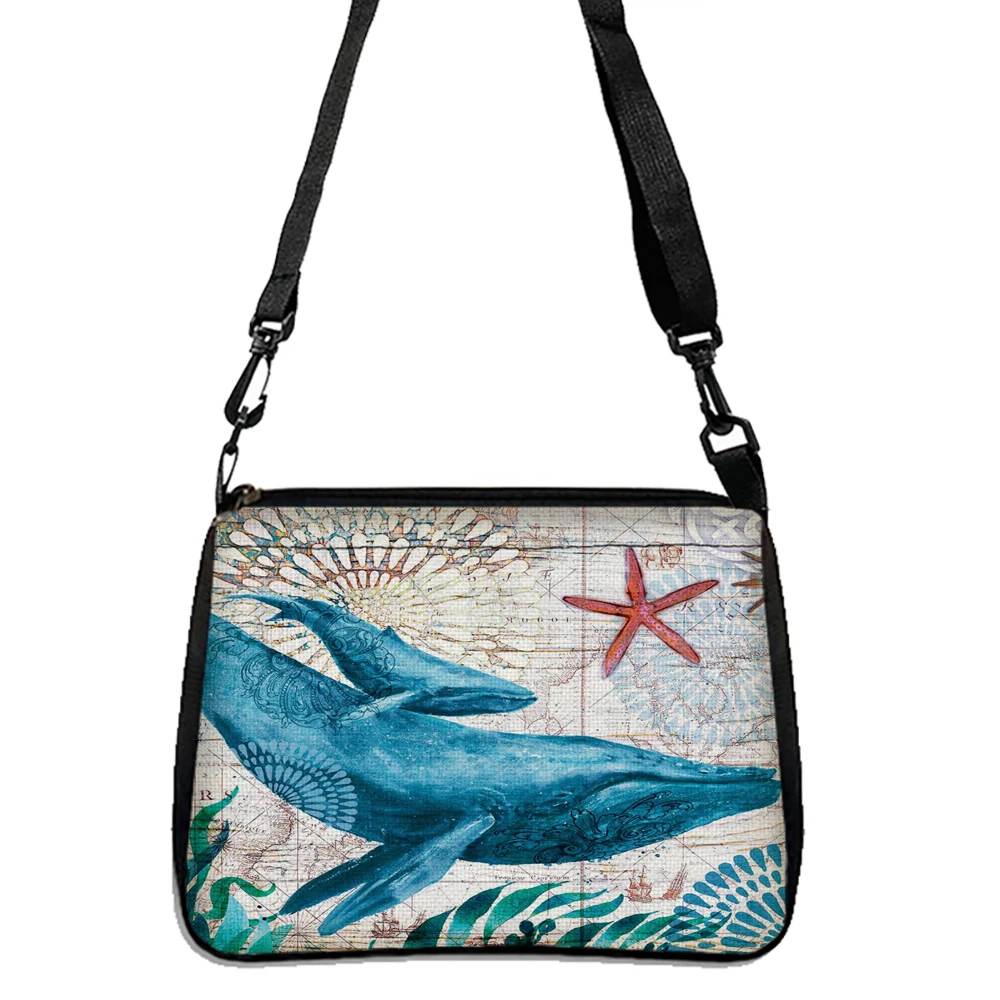 Sea Life Turtle Seahorse Whale Octopus Print Handbag Women\'s Casual Shoulder Bag Shoulder Bag Fashion Crossbody Bag Gift