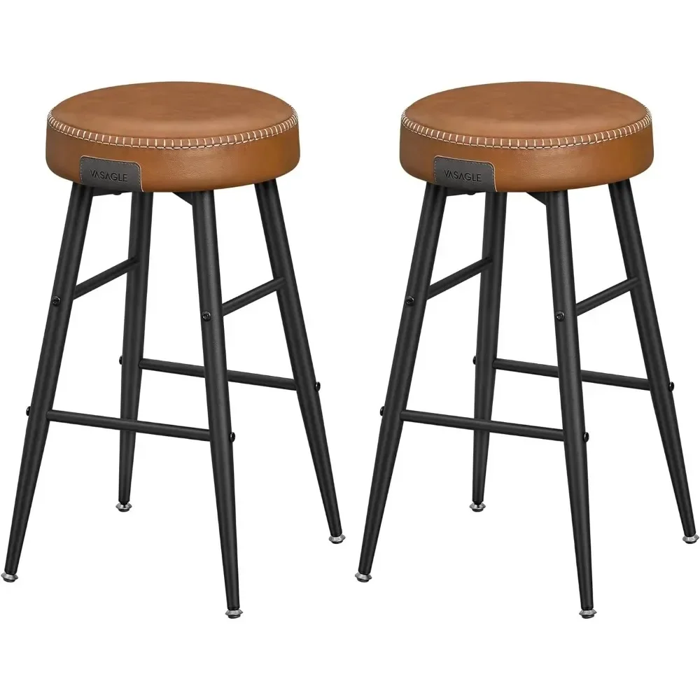 

Bar Stools Set of 2, Kitchen Counter Stools, Breakfast Stools, Synthetic Leather with Stitching, 24.8-Inch Tall,Home Dining Room