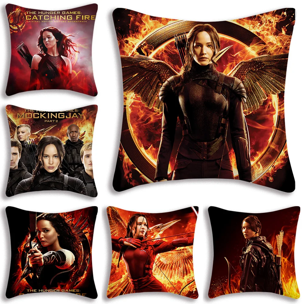 H-Hunger GamesS Pillow Covers Cartoon Sofa Decorative Home Double-sided Printing Short Plush Cute Cushion Cover