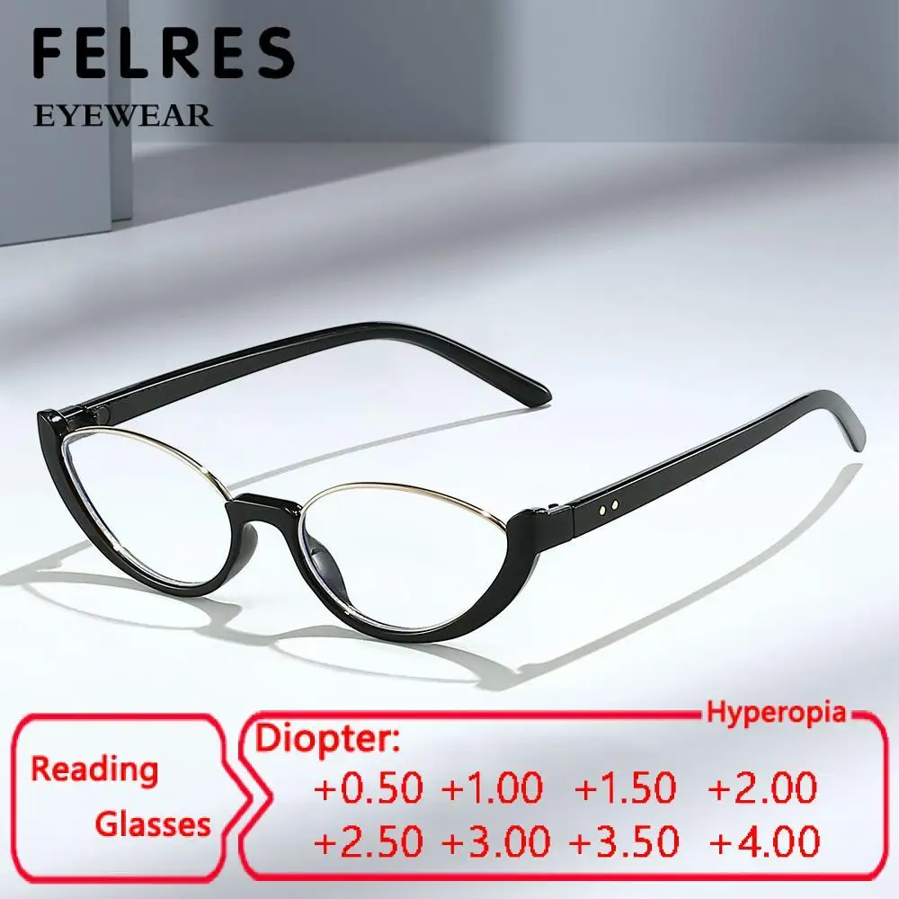 

Cat Eye Half Frame Anti Blue Light Reading Glasses Women Clear Lens Presbyopia Eyeglasses Glasses Fashion Computer Reader