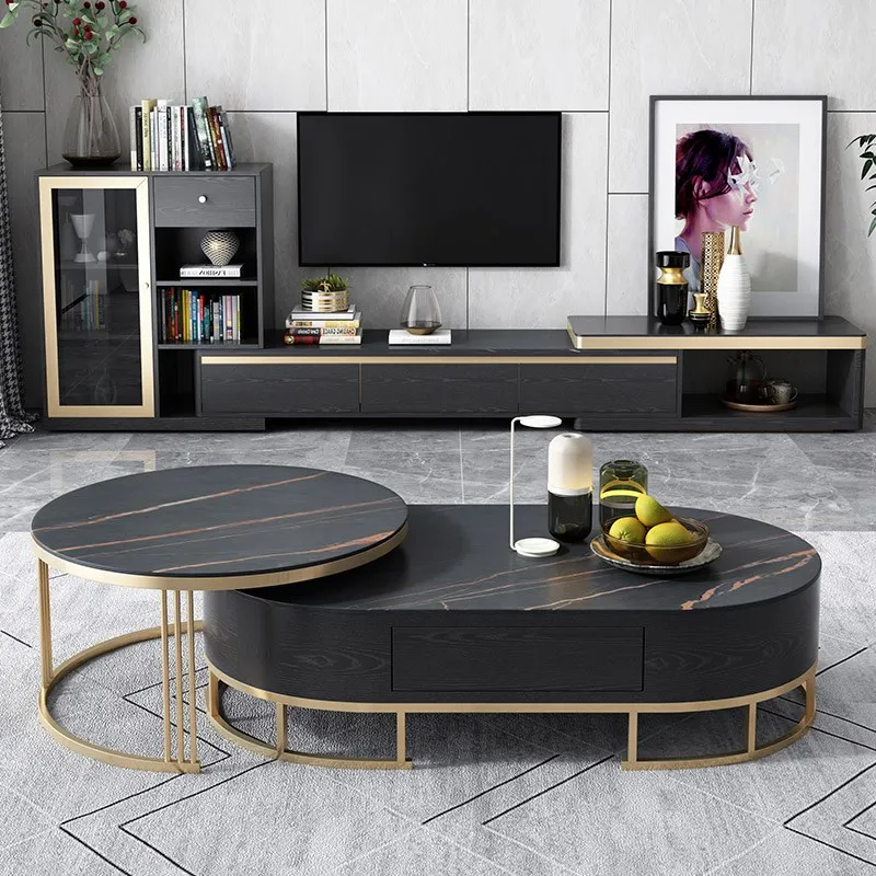 وحدة صغيرة إسكندنافية بسيطة، طاولة قهوة قابلة للتوسيع، خزانة تلفزيون، حديثة وفاخرة