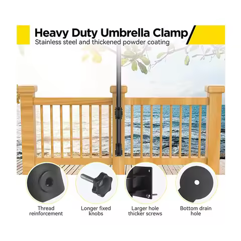 Patio Umbrella Holder Umbrella Base And Clamp For Railing Or Deck In Patio And Courtyard