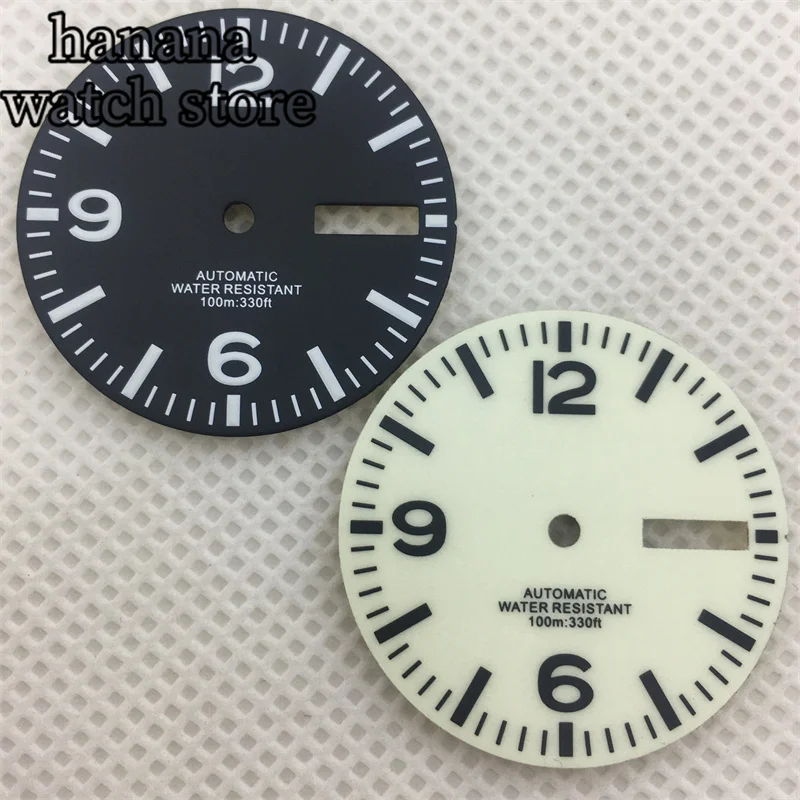 29mm Dial White Black Green Full Luminescent Fit NH35 NH36 ETA 2824 2836 PT5000 Miyota 8215 821A Mingzhu DG2813 3804 movement