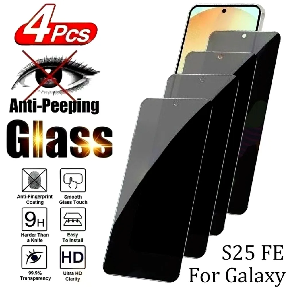 4 Stück Anti-Spionage-Hartglas für Samsung Galaxy S25 S24 S23 Ultra S22 S21 Plus S25 S24 FE S25 Edge Full Cover Displayschutzfolie