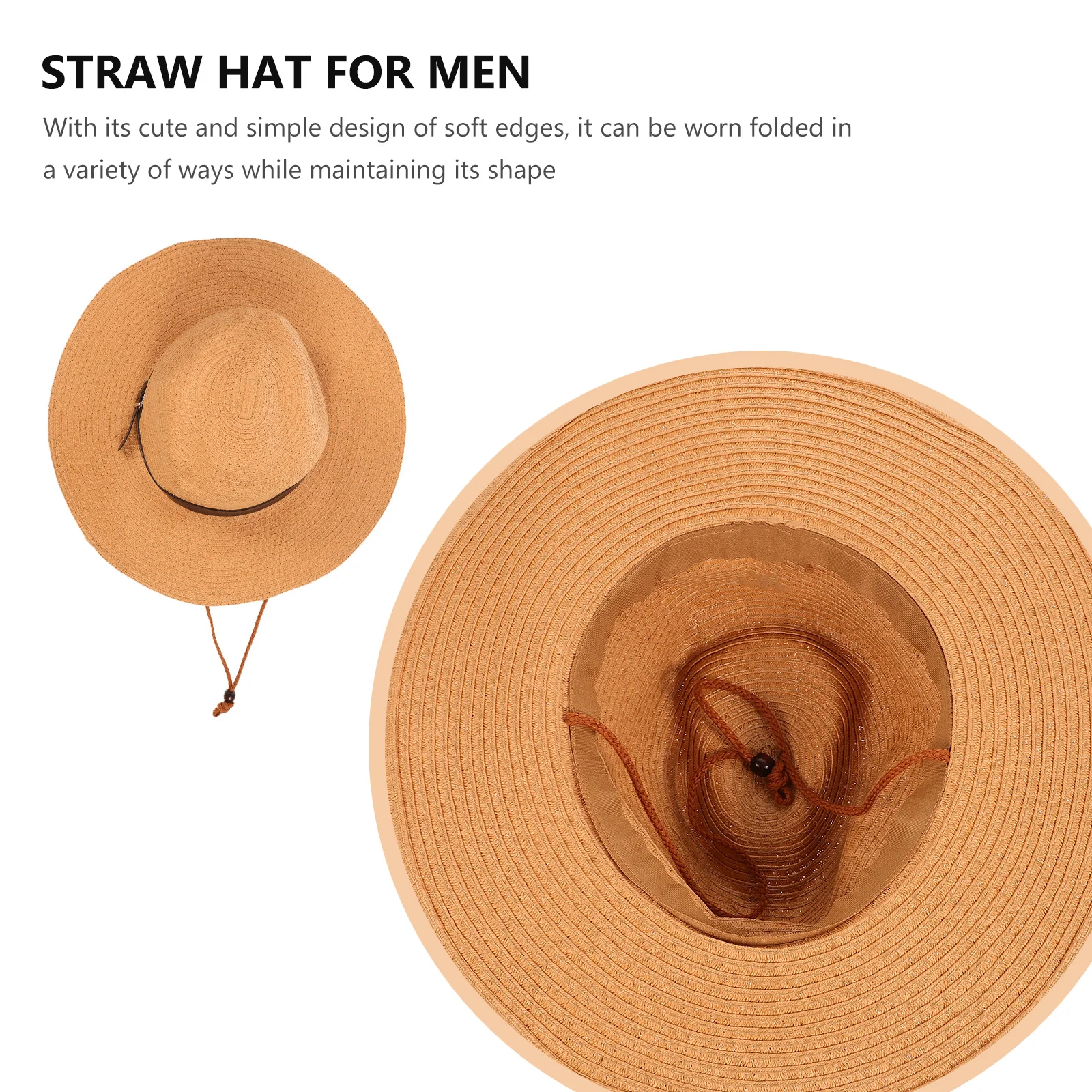 

Men Wide Brim Sun Hat Khaki Summer Beach Straw Floppy Foldable Breathable Gardening Camping Hiking Hat