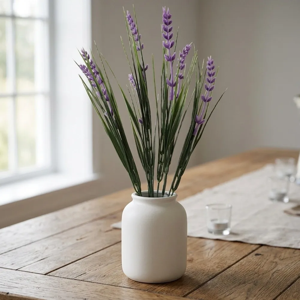 Fake Lavender Eucalyptus Branches 35cm for Wedding Bouquet Home Decor Patio Outdoor Event Simulated Floral Display