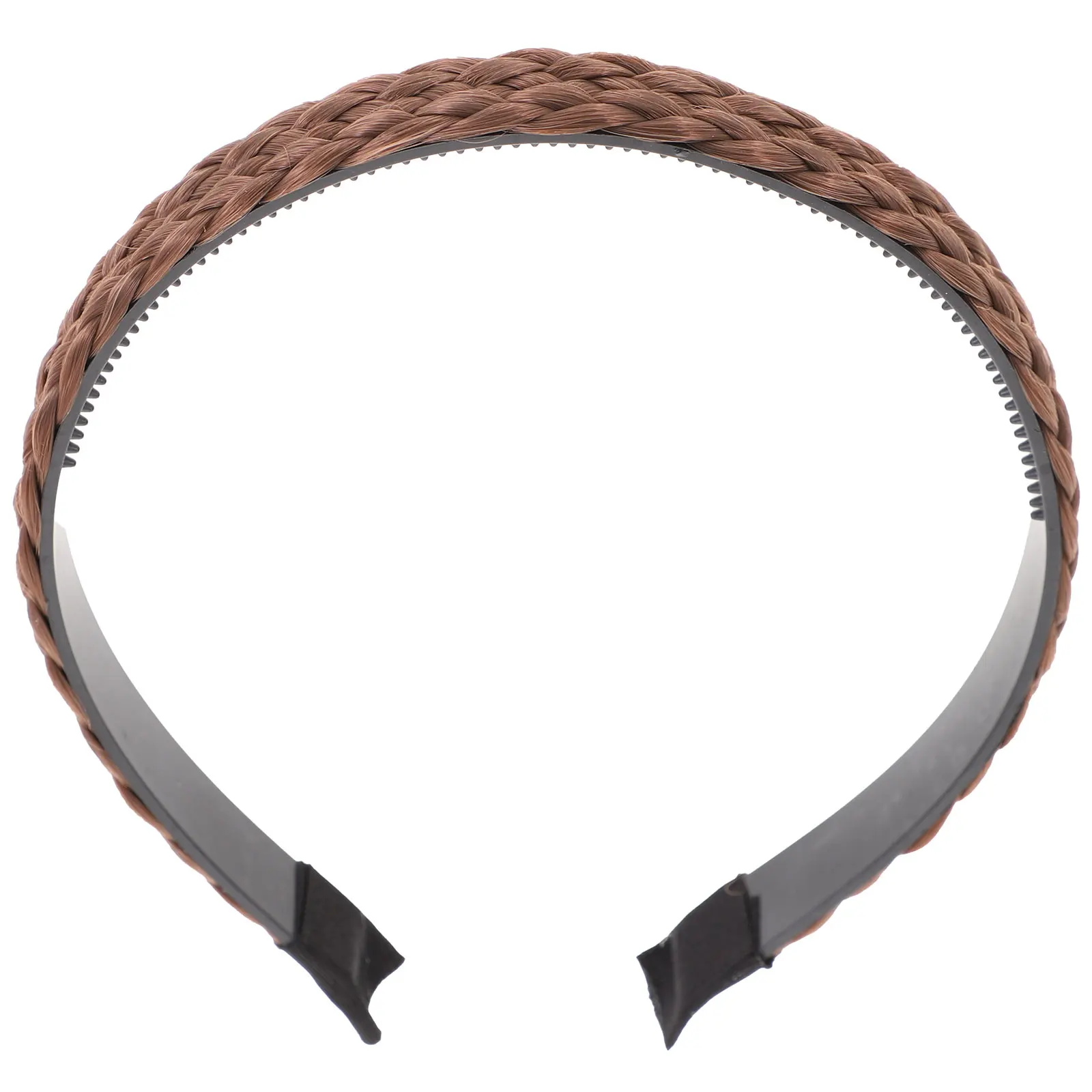 

Non-Slip Braided Plaited Headband Light Coffee Fiber Hair Hoop For Women Stylish Hair Accessory Band