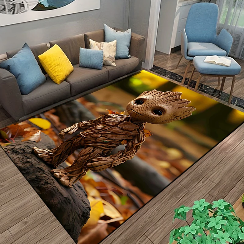 Marvel-Groot Avengers Little Tree Man Area Rug,Carpet for Living Room Bedroom Sofa Doormat Decoration,Non-slip Floor Mat Hogar