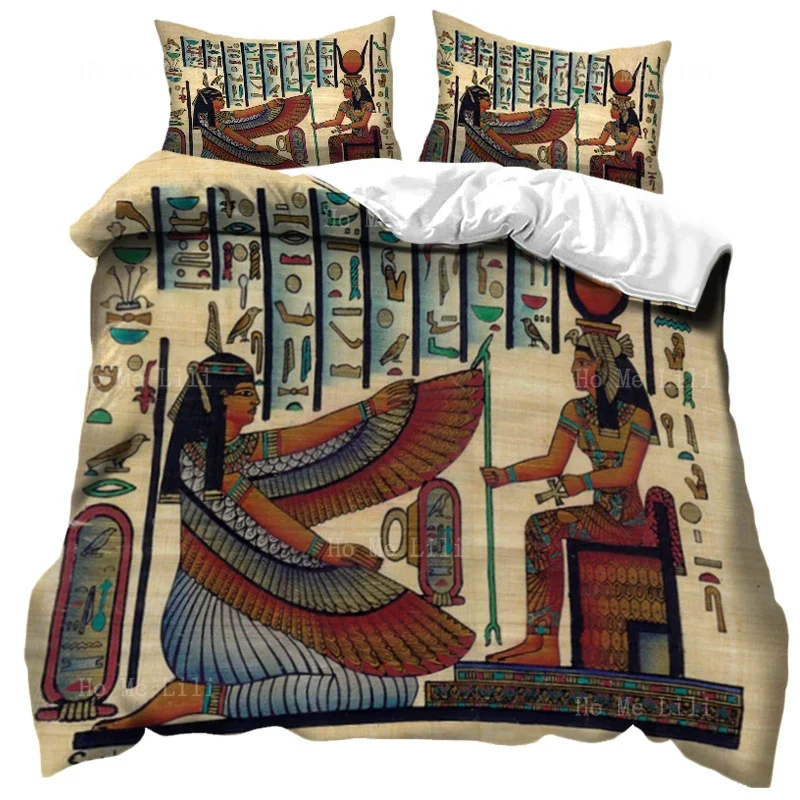 Papyrus Egypt Goddess Afterlife Beauty Paganism Animal Eye Hieroglyphics Mystery Art Mummified Pyramid Duvet Cover By Ho Me Lili