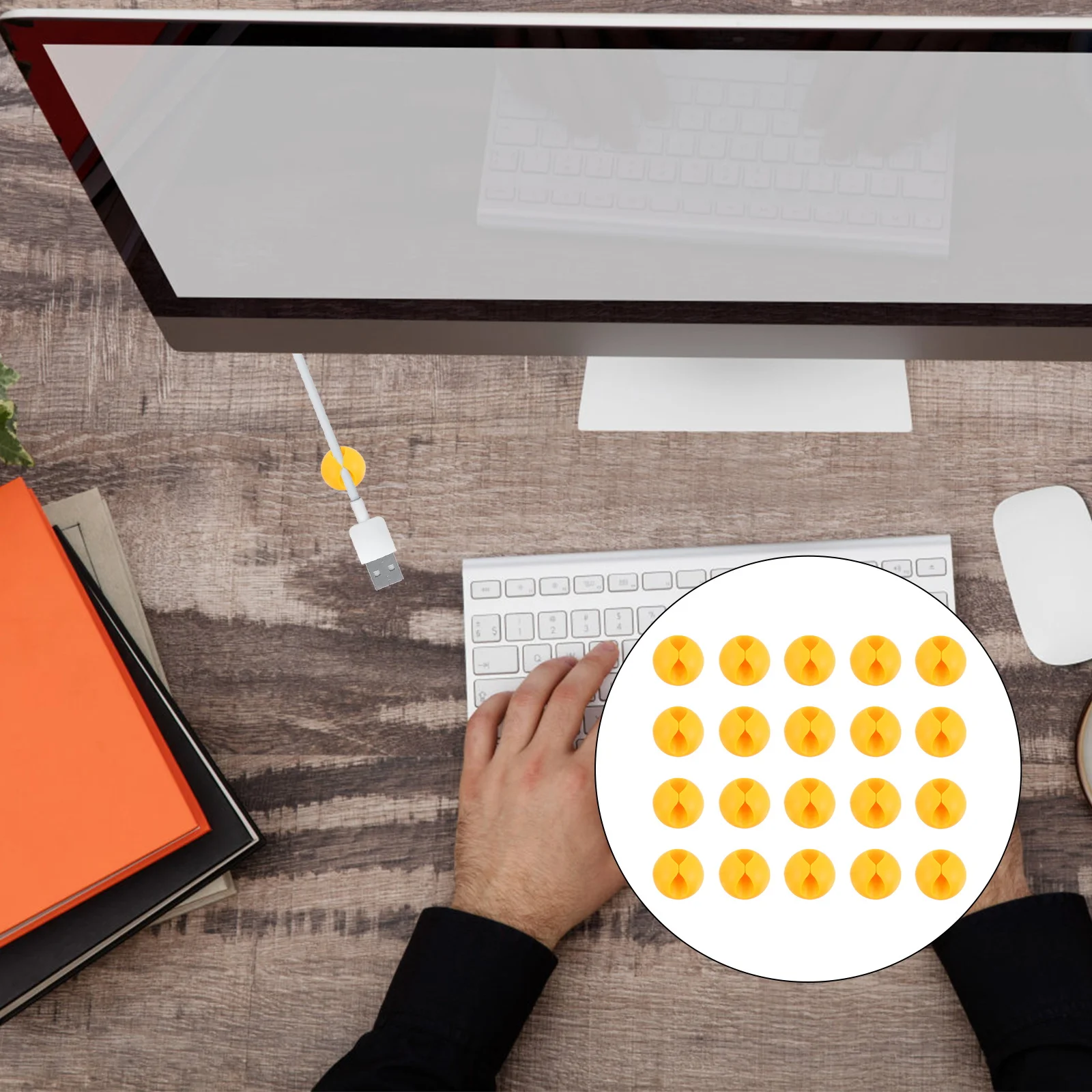 

20Pcs Adhesive Cable Clips Wire Organizer Self Adhesive Cord Holder for Desktop Pc Office Cable Management USB Cord Organizer