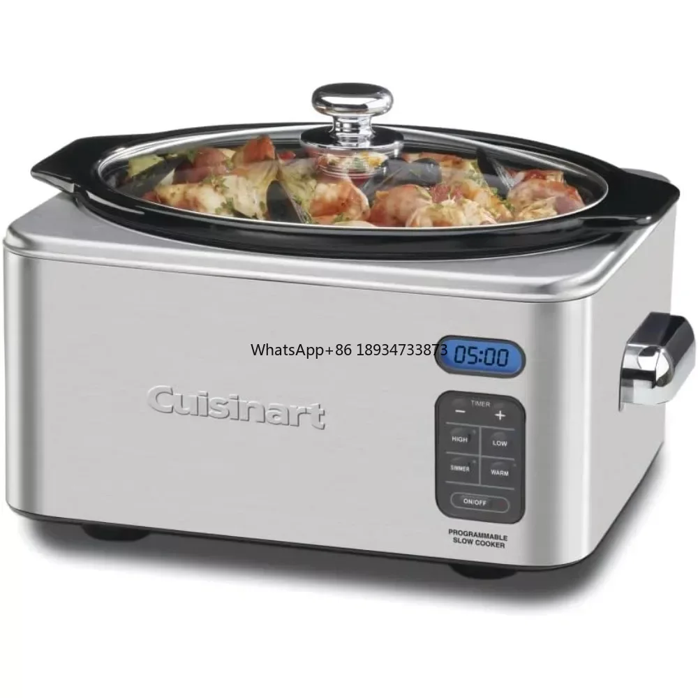 Stainless Steel 6-1/2-Quart Programmable Slow Cooker (Silver) Multicooker Electric Rice Cooker Cooking Pots Appliances