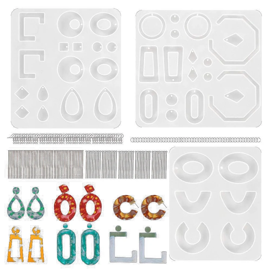 

3 упаковки, формы для сережек из эпоксидной смолы, подвесная фотоформа, модные ювелирные изделия из смолы, силиконовые формы для женщин и девочек
