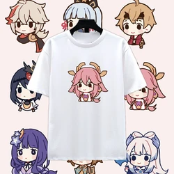 Cute Genshin Impact Game Character Yae Miko Kamisato Ayaka T-shirt  Hot Game Fans Otaku Unsex Tshirt Summer Soft Fasnhion Tees