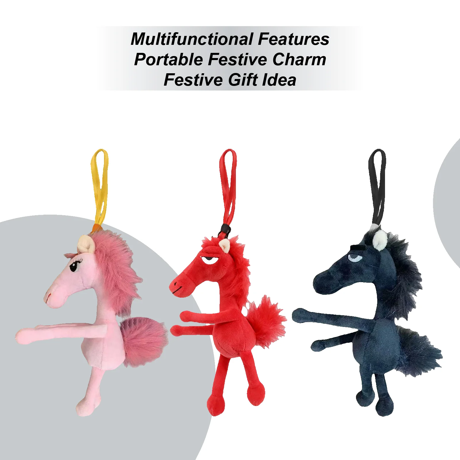 

2026 Chinese Mascot Horse Plush Cute Soft Chinese Pendants Horse Stuffed Animal For Cars Bags Dining Tables Shop Home School