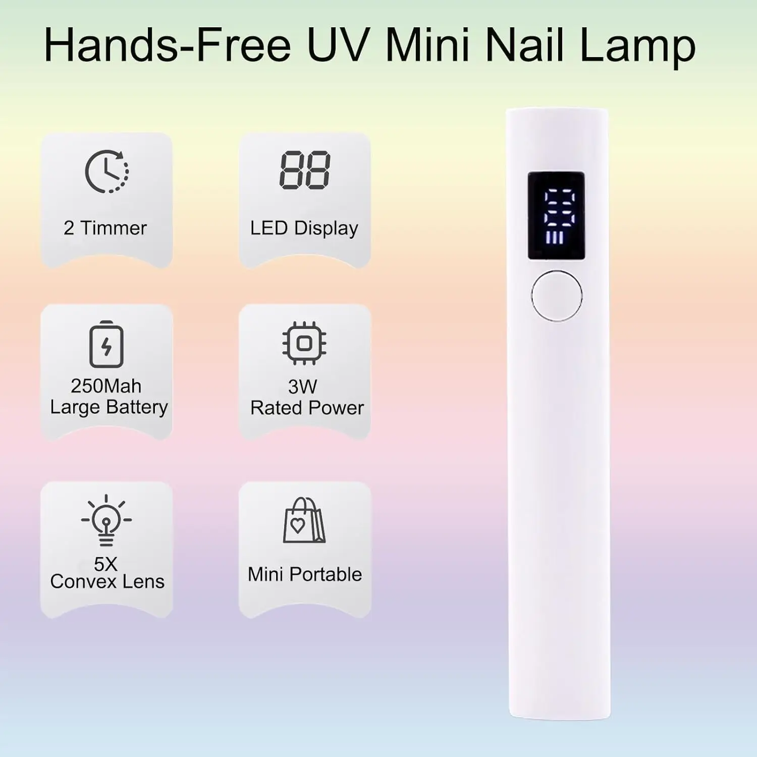 スタンド付きハンドヘルドUVネイルライト、LCDタイマー、DIYマニキュア用充電式LEDジェルランプ