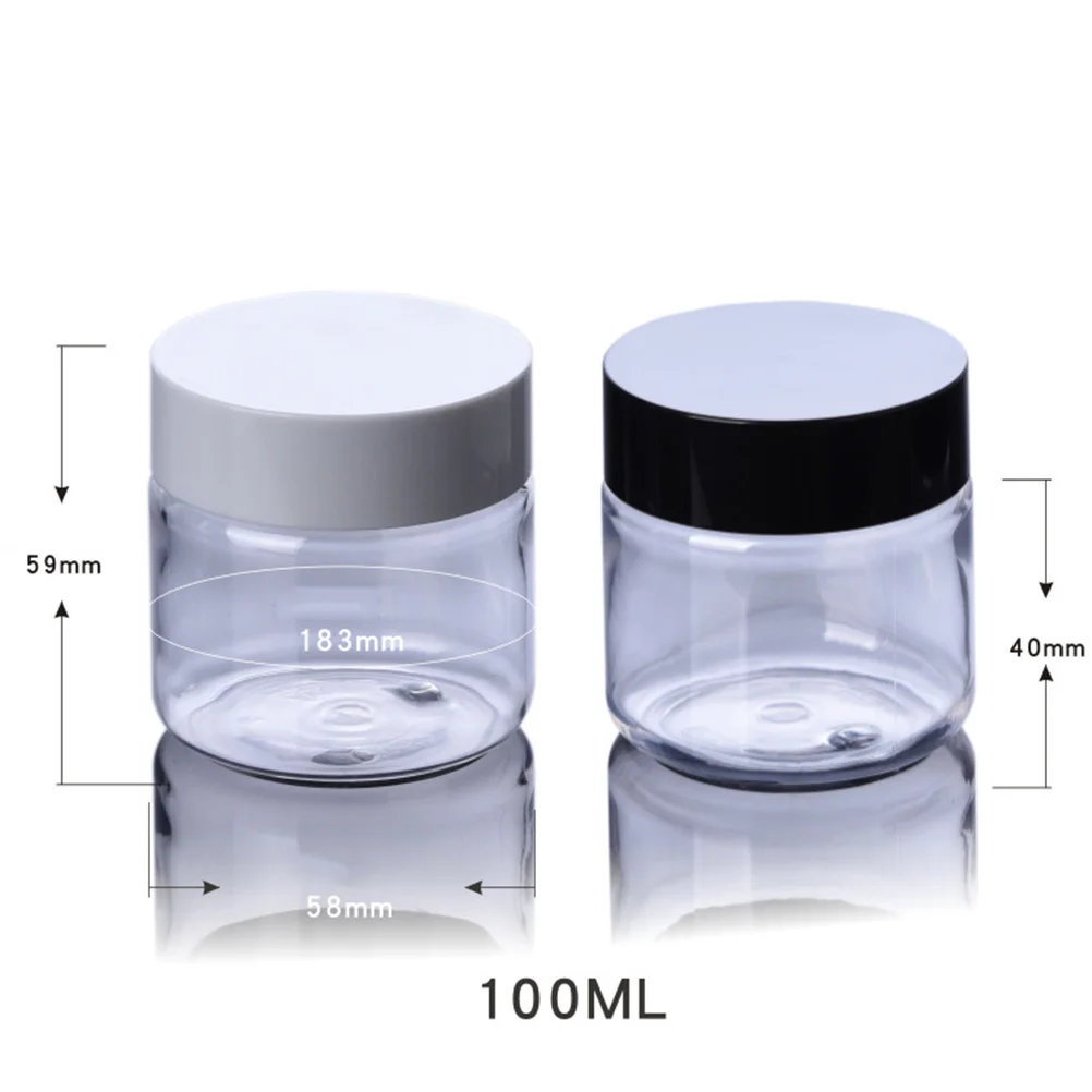6 Stück leere Kunststoff-Vorratsdosen, runder Topf, schwarz, 120 ml, 100 ml, 60 ml, auslaufsicherer Reisebehälter für Creme-Flüssigkeitsproben