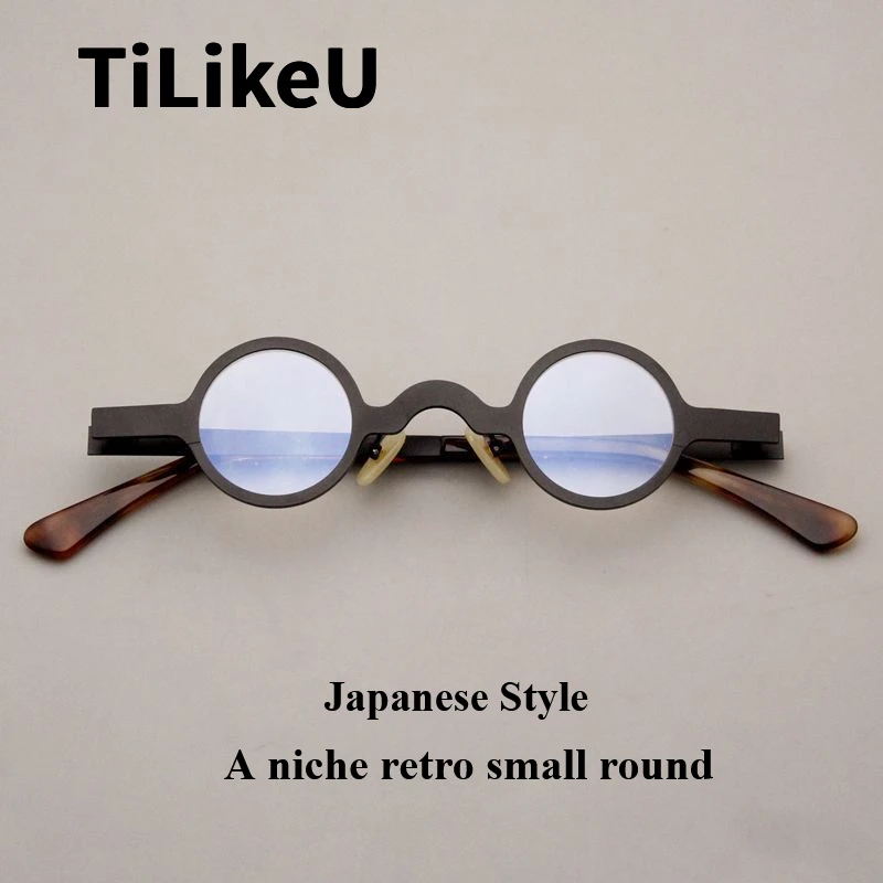 

Japanese niche Retro Round Optical Eyeglasses Frame Designer Men and Women literary Metal Small Round Frame Acetate Leg Glasses