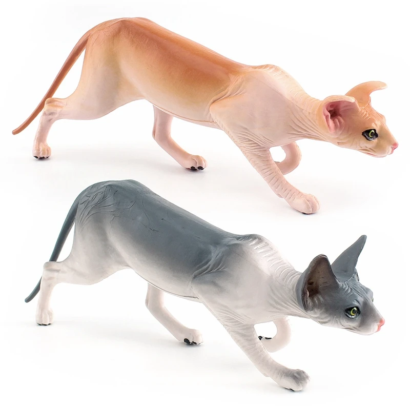 Simulation Sphinx cat model pet cats desktop decoration Canadian hairless cat animal figurine