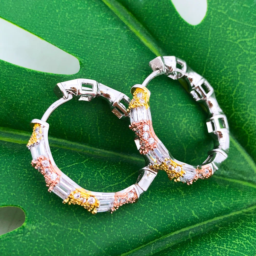 

Missvikki Original Cute Hoop Earrings Full Cubic Zirconia Shiny Accseeories for Women Wedding Trendy Jewelry High Quality