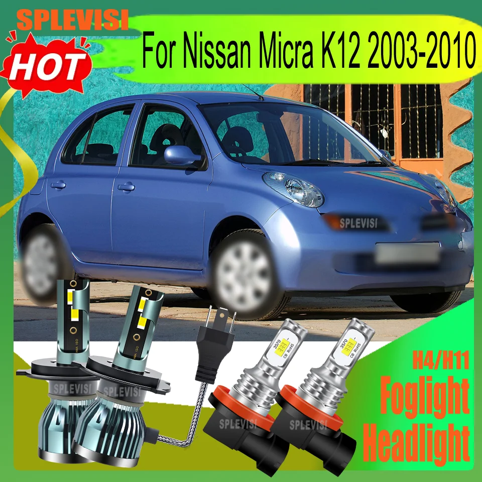 

H4/9003 H11/H8/H9 LED Headlight Foglight High-Performance Durable For Nissan Micra K12 2003 2004 2005 2006 2007 2008 2009 2010