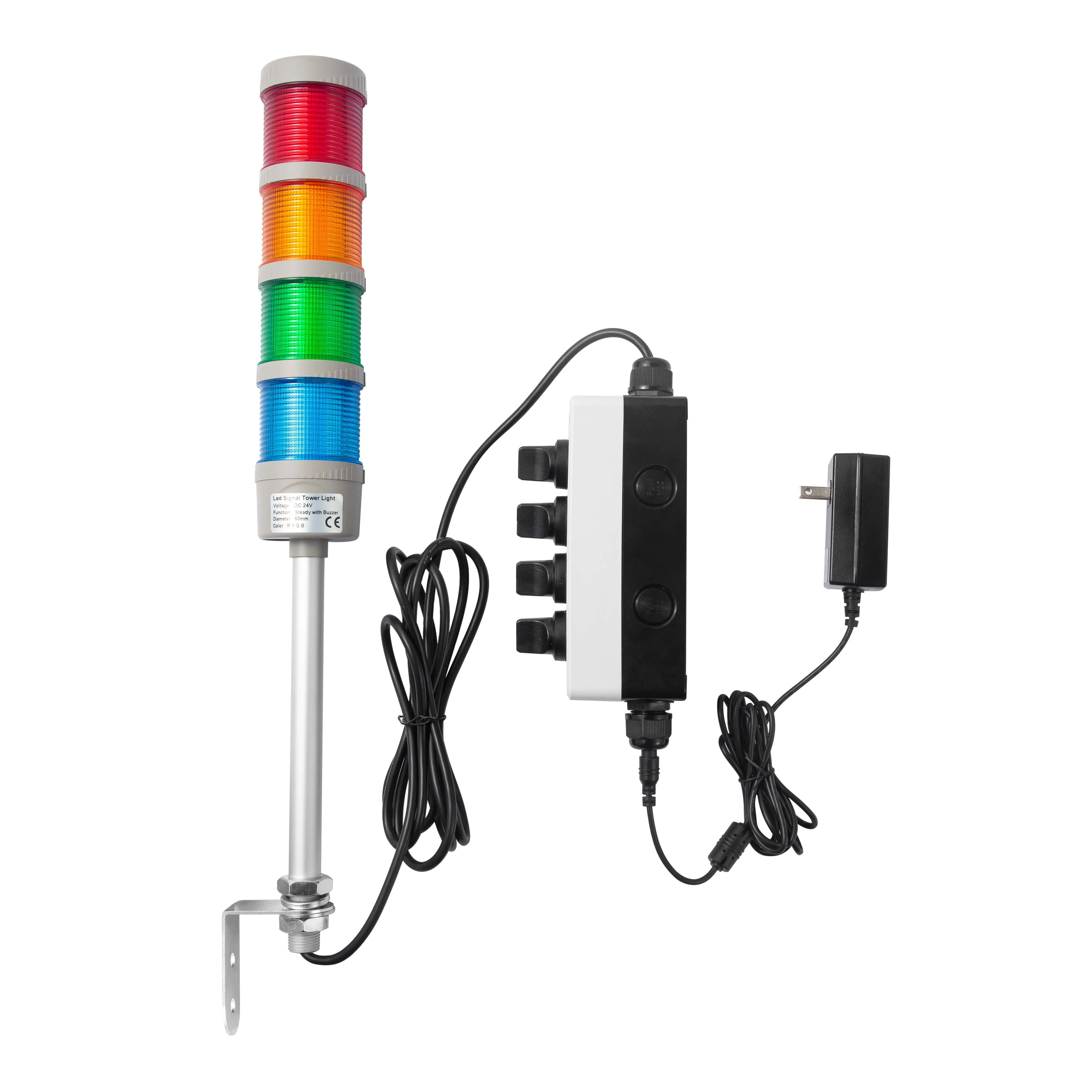 ANDONT 4 Stack Super Bright LED Andon Tower Lights, Red/Yellow/Green/Blue, Off-ON,16 ft Extension Cord, Plug Play Ready