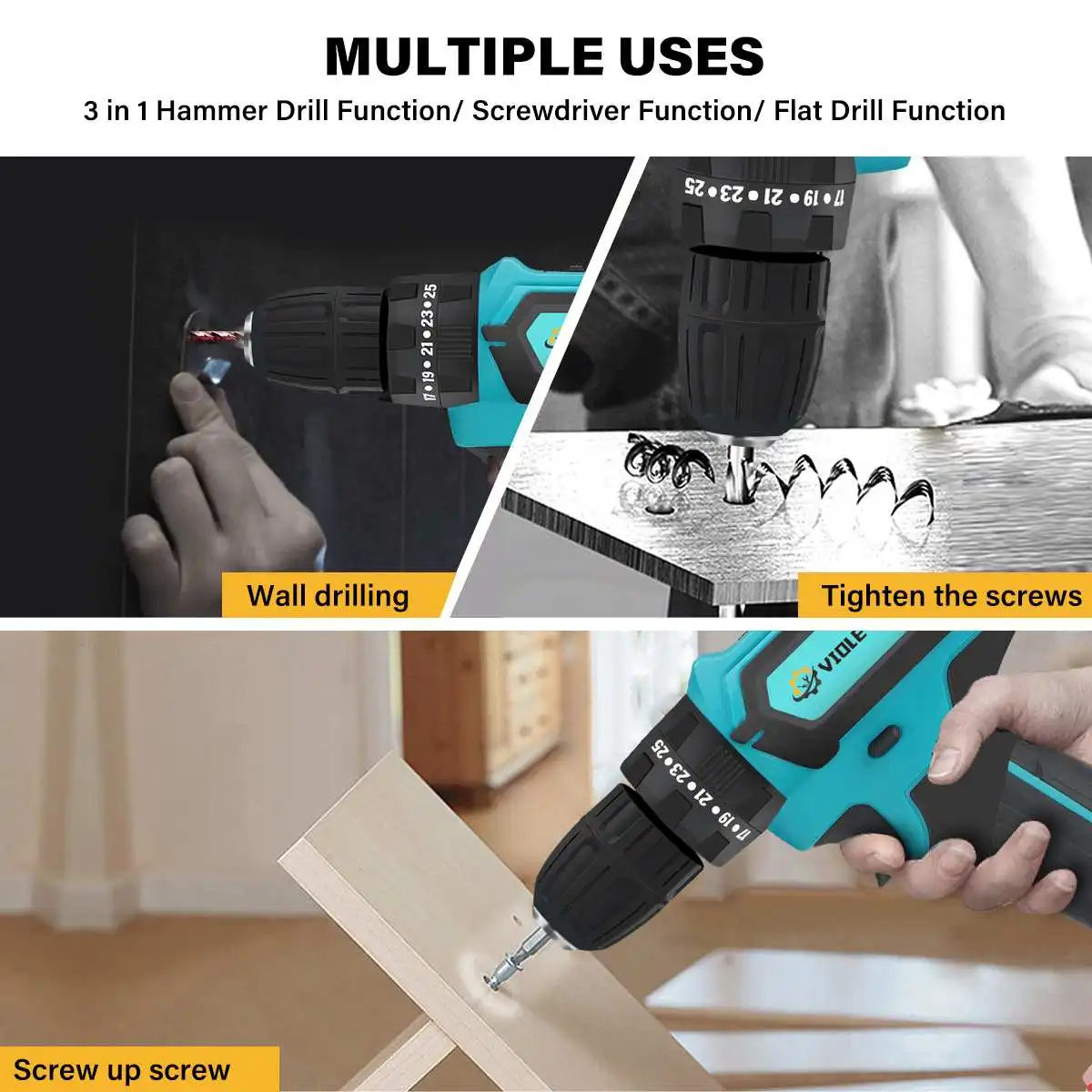 16.8V Cordless Drill Plate Cutter Metal Electric Screwdriver Lithium Battery Multi-function Winter Drill Ice Power Tools