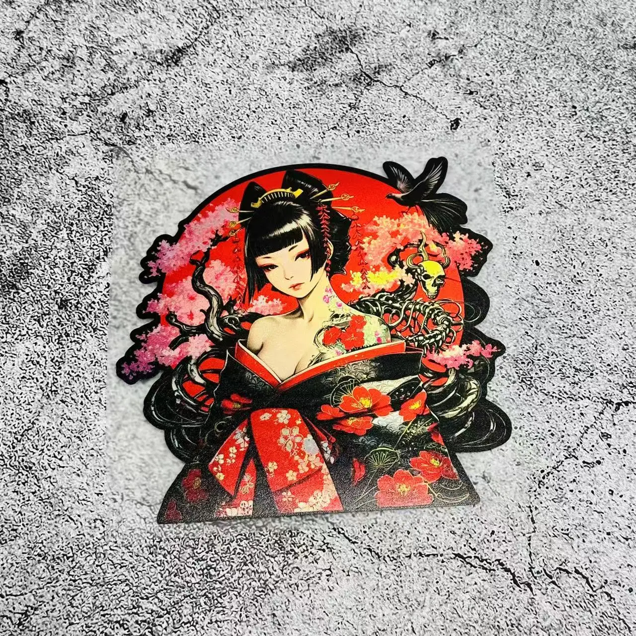 

2D Flat Japanese Geisha Sticker | Waterproof Vinyl Decal for Helmets, Cars, and Laptops
