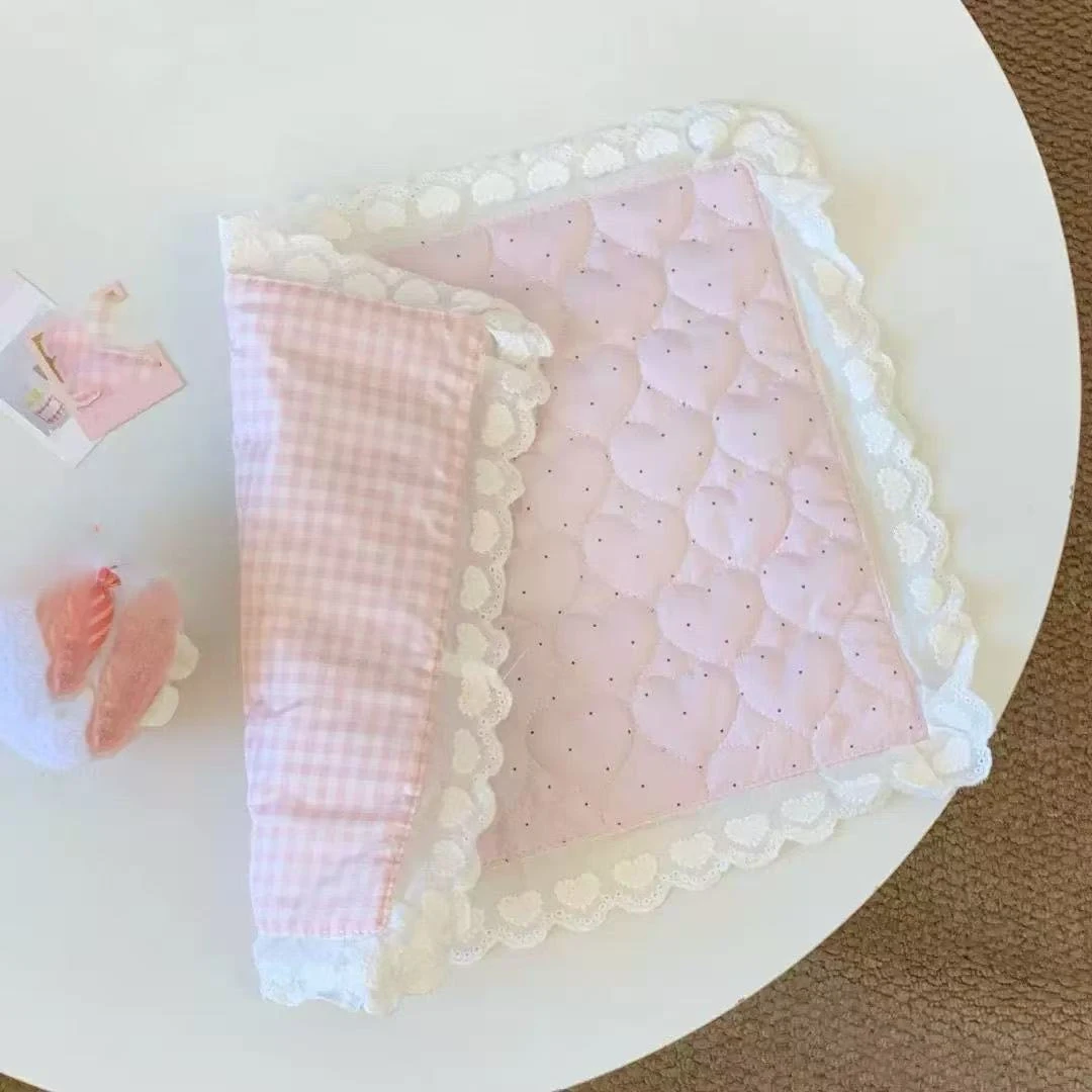 Ins Style Korean Pure Cotton Insulated Placemat Tablecloth Pose Props Decorative Coaster Love Lace French Tablecloth Cute Gift