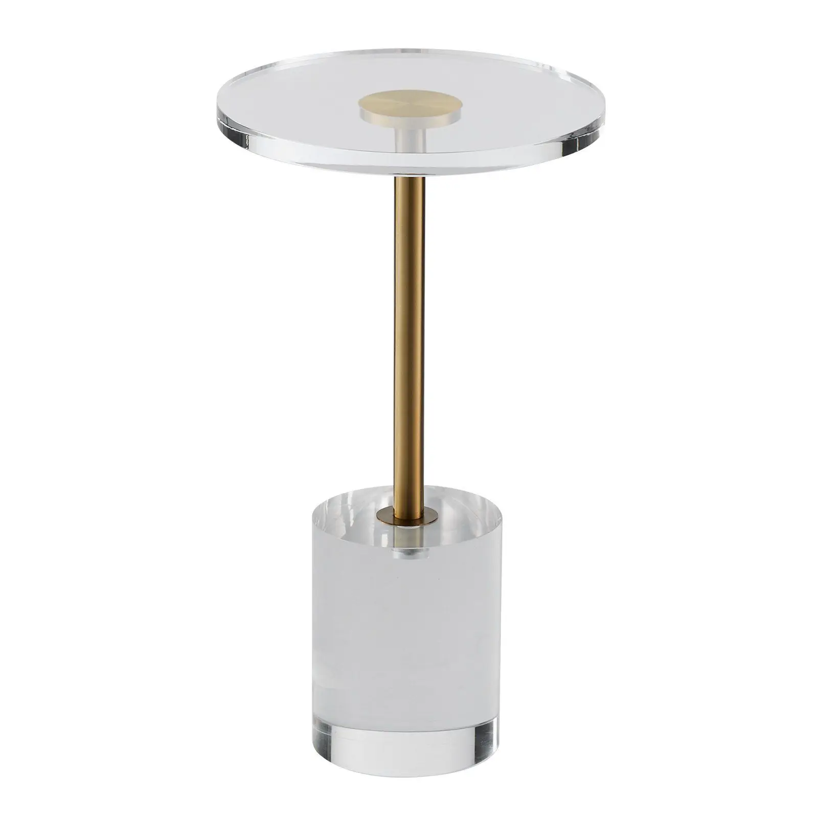 

Clear Acrylic End Table, Acrylic Side Table with A Solid Base, 11.9 X 11.9 Inch Round Tabletop, 21.4 Inch High, Café Tables