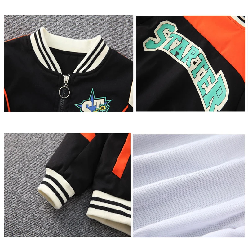 Children Spring Baseball Jackets Fashion Boy Coat 2024 New Prints Letter Teenager Clothing Kids Hoodless Casual Tracksuits