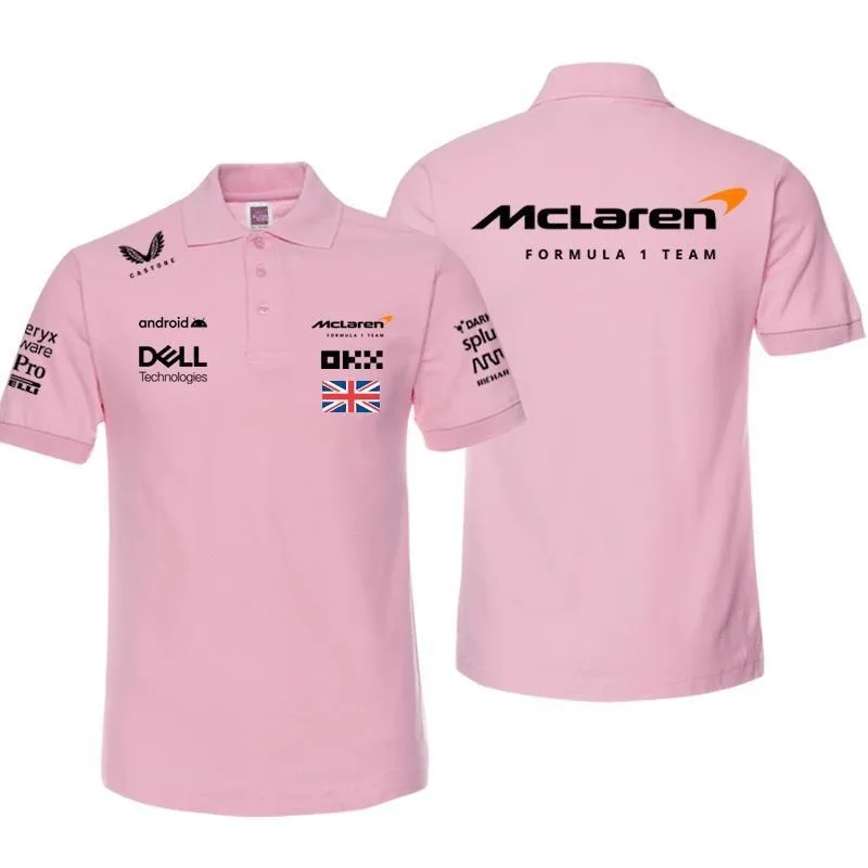 ماكلارين فورمولا 1 فريق قمصان بولو للرجال والنساء الصيف القطن الخالص فضفاضة تناسب عادية قصيرة الأكمام تي شيرت #3