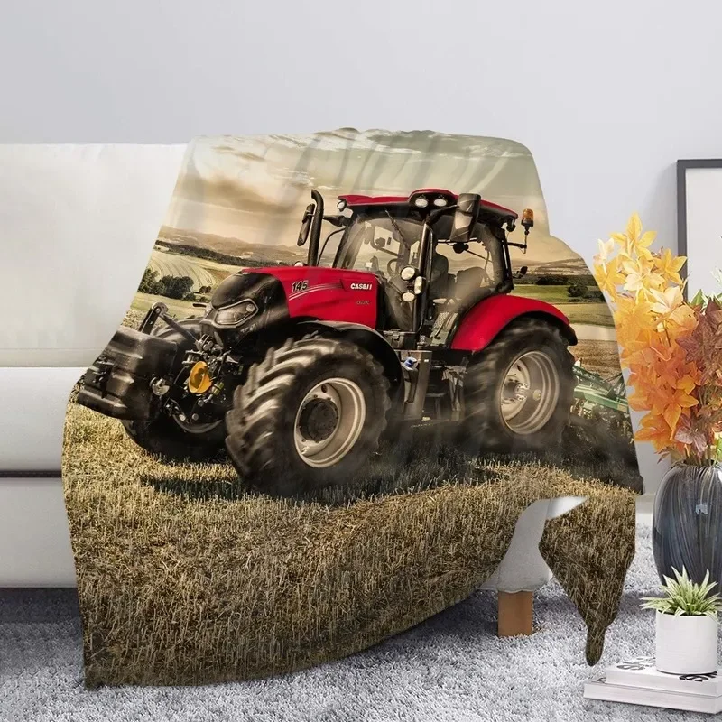 Car Tractor Sherpa Fleece Blanket Cozy Soft Warm Sofa Cover Blanket All Season Plush Quilt Bedroom Home Decor for Children Adult