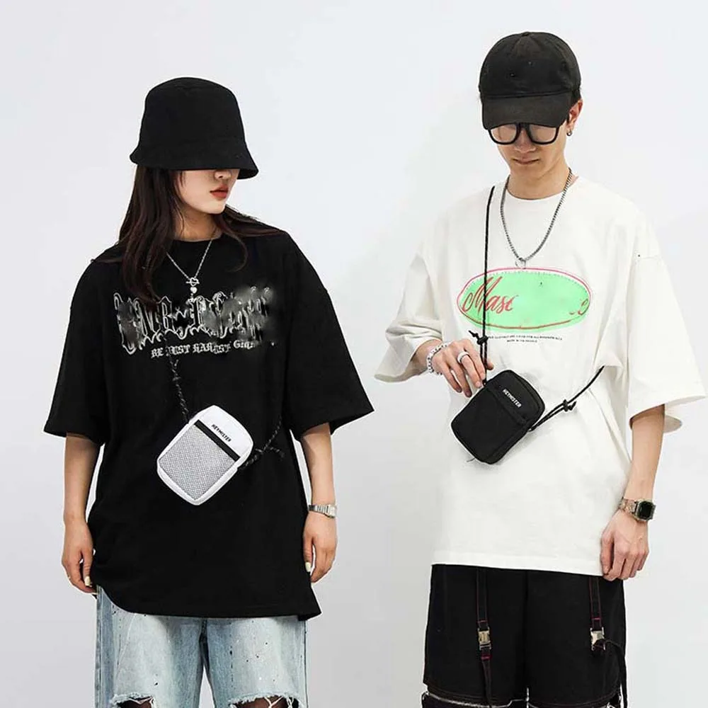 

Oxford Cloth Men's Shoulder Bag Label Adjustable Strap Waist Pack with Carabiner Waterproof Multi Functional Mini Square Bag