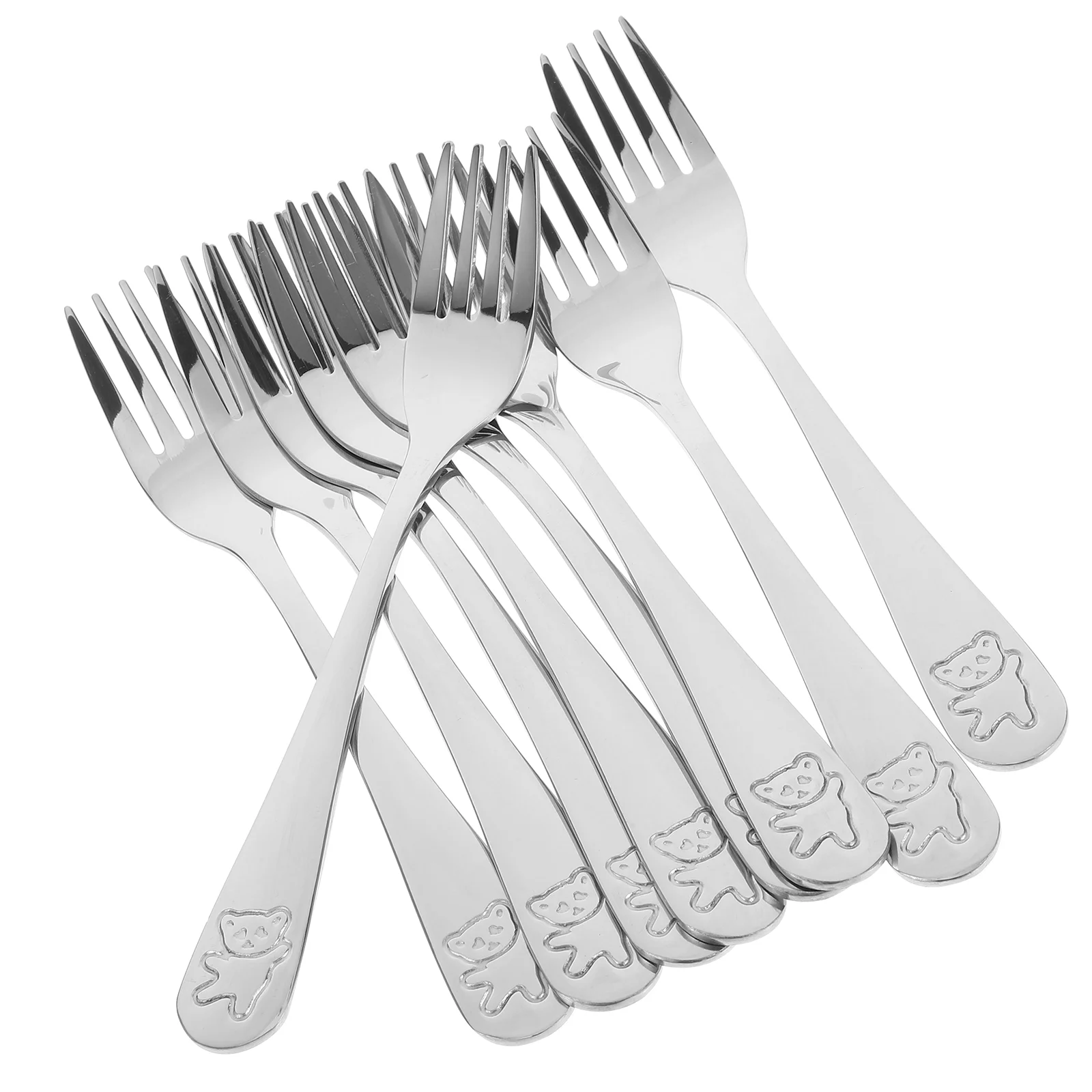 

9 Pcs Stainless Steel Children's Fork Salad Forks Dessert Metal Small Party Fruit Appetizers Long Handle