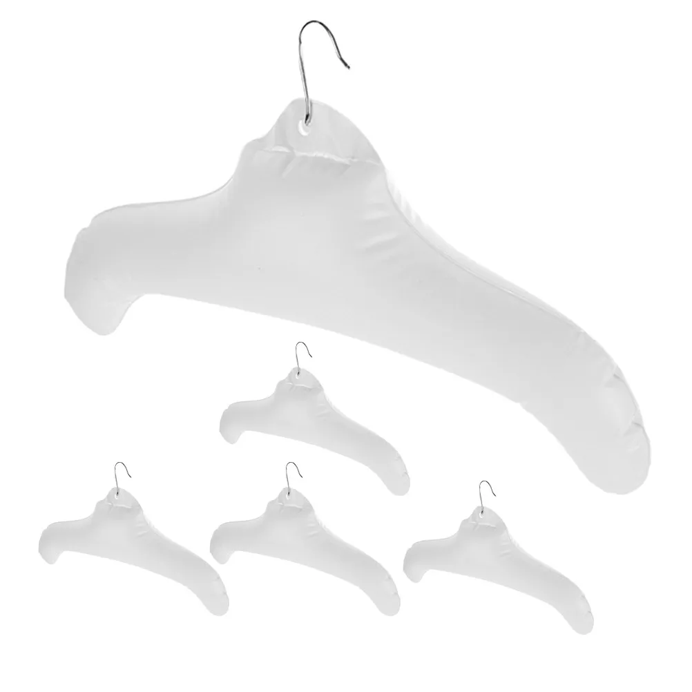 5 Pcs Clothe Fabric Inflatable Drying Rack Hanger Folding Hangers Black Clothes