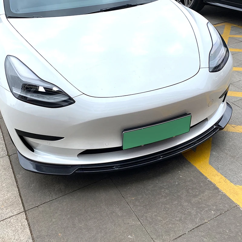 شفة المصد الأمامي للسيارة لسيارة تسلا موديل 3 2017 + ماكستون الناشر الفاصل الفاصل الخارجي اكسسوارات السيارات ضبط جزء ما بعد البيع